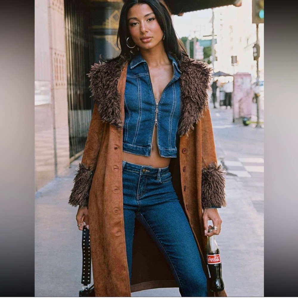 Princess Polly Brown Trim Collar Jacket